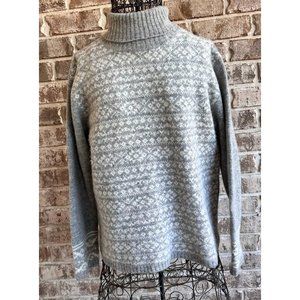 VTG Jillian Jones Turtleneck Sweater Medium Gray Lambswool Angora Snowfl…